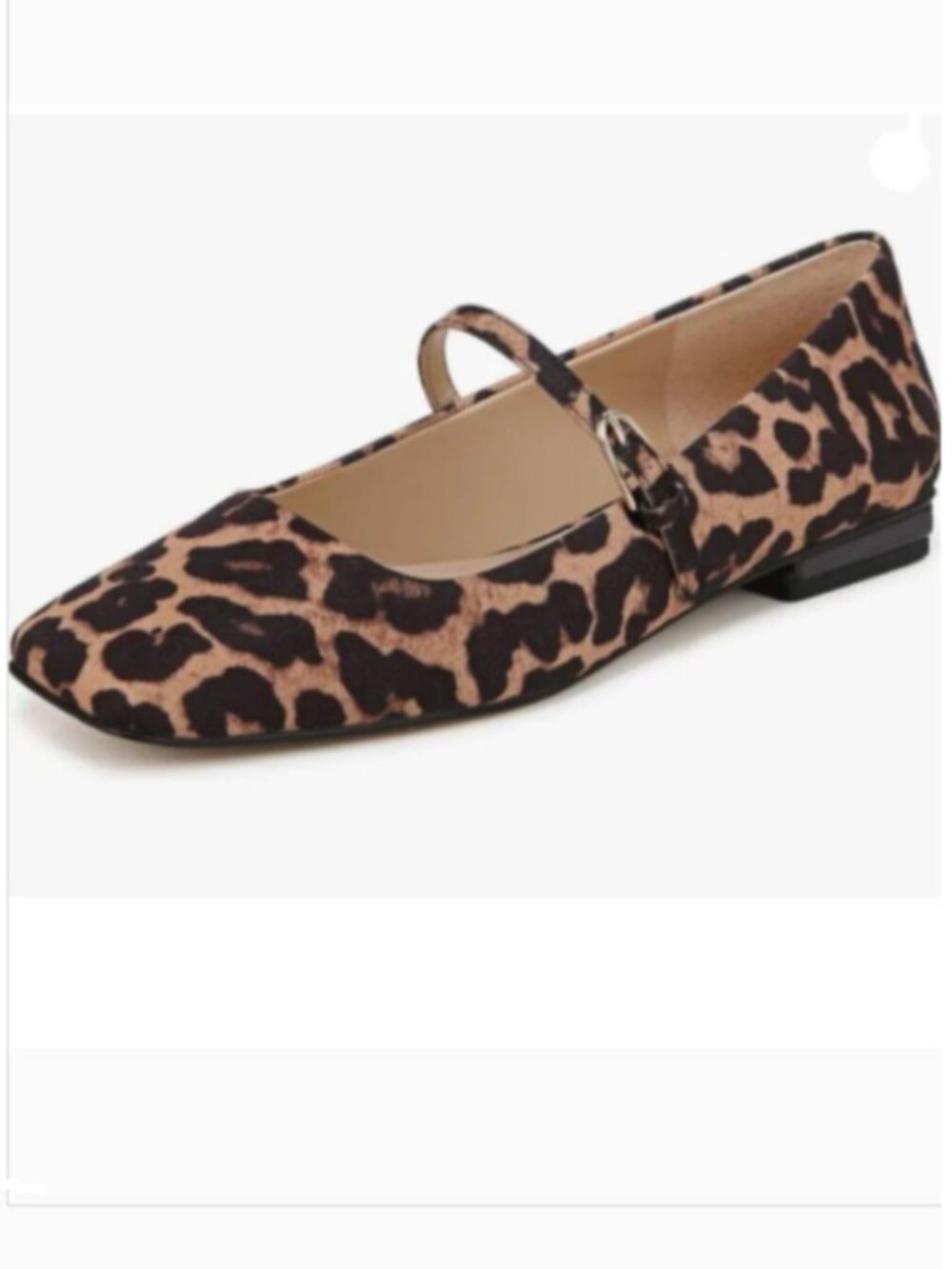 Milooey shoes Leopard Square Toe Mary Jane Chunky Low Heels Buckled Shoe